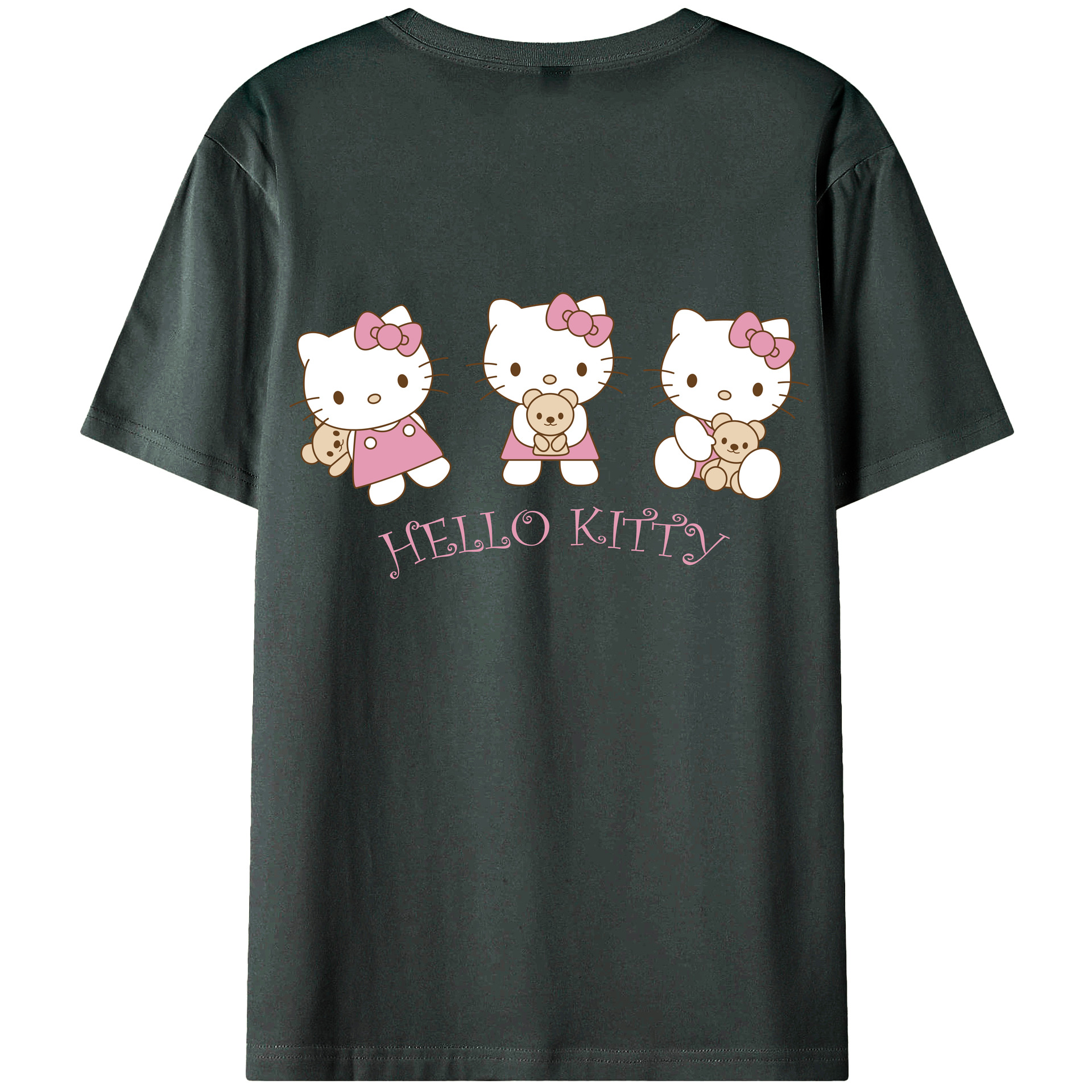 （画像用） Hello Kitty ハローキティ 綿100％ メンズ半袖Tシャツ（バックプリント） 通気性